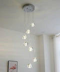 Modern LED Crystal Chandelier Pendant Lighting With Seven Lights In Chrome Finish for Living Room, adjustable height