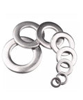 M6 stainless steel flat washers in various sizes, part of the Badass M6 X 12mm Stainless Steel Slotted Cheese Head Machine Screws Full Hardware Kit.