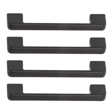 5 Inch Aluminum Alloy Drawer Handles Set Matte Black Cabinet Pulls With Solid Base Includes Screws Durable Rust Resistant Hardware For Kitchen And Bathroom Drawers Easy Install 10 Pack, four matte black pulls