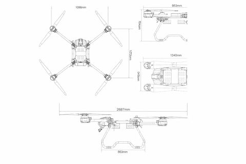 Blueprint of Heavy Lift Drone With 110 Lb Payload Waterproof IP64 For Remote Area Supply Long Range Up To 5 Miles Takeoff Weight 200 Lb Delivery Quadcopter Workhorse