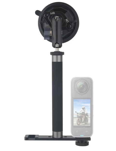 Hardcore Aluminum Extension Rod 1/4 Inch Male Female Thread 5.9 Inch Long Camera Mount for Dash Cam and Action Camera Two Pack with Suction Cup