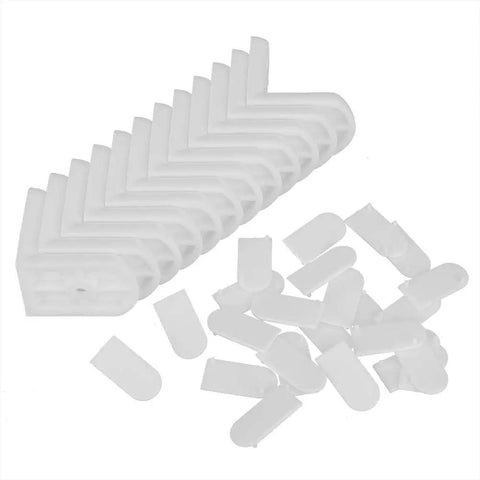 Nylon L Shaped Corner Bracket for Furniture Repair, right angle shelf cabinet drawer support in 24-piece set, heavy-duty load bearing grip.
