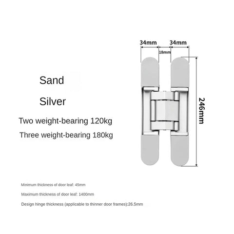 Hidden Door Hinge For Secret Doors With Adjustable Load Bearing Up To 180 Kg, Smooth Quiet Operation, shown with measurements
