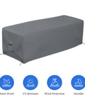 Rectangular Fire Pit Cover 48 Inch Long 25 Inch Wide 18 Inch High Heavy Duty Tough As Nails Waterproof 12 Oz PVC Coated Polyester
