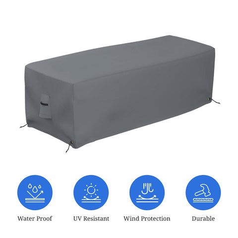 Rectangular Fire Pit Cover 48 Inch Long 25 Inch Wide 18 Inch High Heavy Duty Tough As Nails Waterproof 12 Oz PVC Coated Polyester