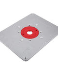 Premium Aluminum Alloy Router Table Insert Plate With Center Alignment Bushing And Installation Screws For Diy Woodworking Engraving Machine Tools Easy Install Plus Killer Precision Fit, showing flat design with precision mounting holes.