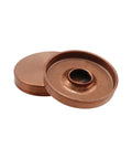 Slick Vintage Brushed Screw Caps With Rust Proof 304 Steel For Wall Mirrors And Coffee Tables Easy Grip Decorative Fasteners In Warm Red Copper Finish Top Notch Hardware For Quick Room Refresh Set Of Twelve showing two brushed copper caps.