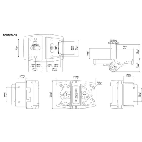 Heavy Duty Self Closing Gate Hinges Pair Black Steel Multi Adjust Tension And Alignment For No Sweat Outdoor Fence Setup Smooth Swing and detailed measurements in technical drawing.