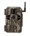 Outdoor Cellular Trail Camera With AT And T Connectivity 720p Video in camo design with adjustable photo settings front view