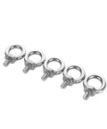 5 Piece Stainless Steel Ring Eye Bolts M10 Male Thread For Heavy Duty Machinery Lifting Shoulder Eye Bolts aligned on white background