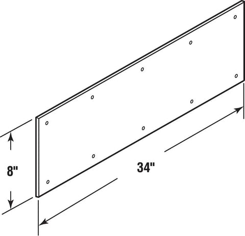 Diagram of Polished Brass Door Kick Plate 8 By 34 Inch Easy Install With Included Hardware And Pre-Drilled Mounting Holes Durable Swinging Door Protector Single Pack