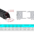 1 Meter Closed Drag Chain Cable Carrier 10x10mm For 3D Printer And CNC Machines, Pro Grade Durable Plastic Wire Chain With Low Friction, R18 Internal Size, Includes Screwdriver Tool, Perfect For Clean No Fuss Cable Runs. 10x10mm closed plastic drag chain with dimensions diagram