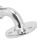 Boat door stopper catch: close-up of marine-grade 316 stainless steel mounting base with two screw holes