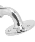 Premium 316 Stainless Steel Boat Door Stopper Catch, close-up of the curved latch with mounting plate for marine use.