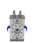 Pneumatic rotary cylinder (MSQA/MSQB), double-acting air table actuator, gray metal with circular bolt-face (front view)