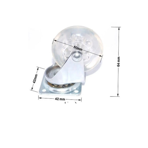 Built Tough Heavy Duty Swivel Casters With Secure Parking Brakes For Furniture And Rolling Carts including 50mm clear wheel.