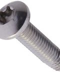 Stainless Steel Thread Cutting Screw Type F Pan Head With Torx Star Drive 18-8 Stainless Plain Finish 10-32 Thread Size Three Quarter Inch Length Pack Of 10, close-up view.