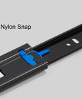 Close-up of blue nylon snap on black One Pair Full Extension Drawer Slides Rails 10 12 14 16 18 20 22 Inch Soft Close