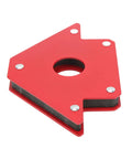 Heavy Duty Welding Magnet Set With 4 Pieces Of Angled Holders Offering Multi Position Support For Arrow Setup At 45 90 And 135 Degrees red angled holder with round hole