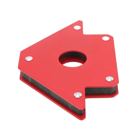 Heavy Duty Welding Magnet Set With 4 Pieces Of Angled Holders Offering Multi Position Support For Arrow Setup At 45 90 And 135 Degrees red angled holder with round hole