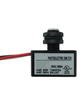 Front view of 2 Pack Outdoor Dusk To Dawn Photoelectric Switches For 120V AC Lighting showing label and wiring