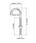 High Strength Steel J Bolt Five Sixteenth Inch Diameter By Three Inch Length With Nut Ten Pack Partial Thread Light Duty Anchor