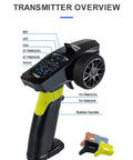Turbo Racing 91803G VT 2.4GHz RC Transmitter With 3CH Radio And 4CH Receiver overview showing controls and features