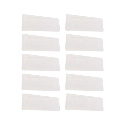 Top view of Ten Pack No Drill Stackable Transparent Door Stops, TPR Flexible Anti Collision Door Stop Wedges for Home Office