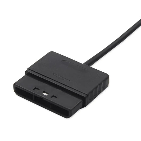 Close-up view of a black controller extension cable connector for gaming, part of Upgrade Your Rig With This Badass Game Console Extension Cord Power Cable That Clicks In With Hassle Free Plug And Play Power To Blast Your Play Zone Further While Standing Bully Tough Against Wear And Wrecking Those Annoying Trip Hazards Dead.