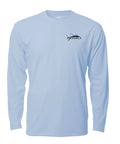 Men's ProtectUV Long Sleeve Tee With UPF 50 Plus Sun Protection Ice Blue Microfiber All Day Comfort Stain Release Technology Yellowfin Tuna Design By Marcos Augusto Size Medium displayed