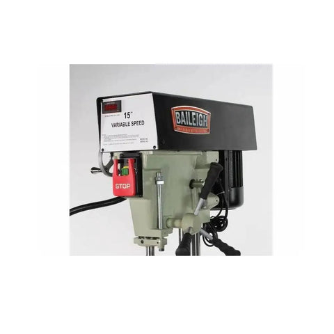 Heavy Duty 15 Inch Variable Speed Floor Drill Press With 1 HP Motor And MT2 Spindle showing control panel and motor.