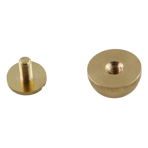 Straight Fire Brass Half Inch Purse Feet With Screw Back Spike Studs For Handbags And Leather Craft Diy Gives Your Bag Major Swag Includes Four Polished Metal Tips - close-up of brass screw back and foot plate.