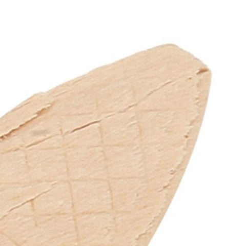 Close-up of a wood biscuit from the All Purpose Wood Biscuit Joiner Kit With 100 Pieces Of 0 10 20 Size Biscuits For A Tight Glue Bond