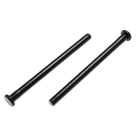 Two black metal door hinge pins, 3.5 inches long, for interior doors