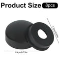 Product size view showing black screw cap from 8 Pack Car License Plate Screw Caps And Bolt Covers Set, dimensions included