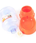 Straight Up Built Different Raised Automatic Pet Feeder For Dogs And Cats Featuring Heavy Duty Nonslip Base Easy Disassembly And Seriously Leak Proof Setup For Chill Meal Times, orange bowl and clear water container.
