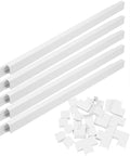 Self Adhesive Cable Raceway Cord Cover For Walls Sorts Messy Wiring Straight Up While Keeping Your Setup Tidy With Pvc Strips. Four white PVC raceway strips and various connectors.