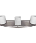 Modern Three Light Bathroom Vanity Light Fixture In Brushed Nickel With Glass Globes Reversible Mounting Up Or Down For Bathrooms