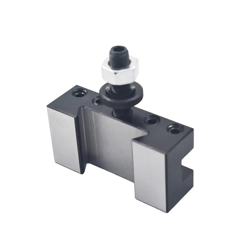 Top Shelf Quick Change Tool Holder Kit For Wedge Style Mini Lathe Up To 12 Inch Swing featuring a steel tool holder with half inch bit capacity.
