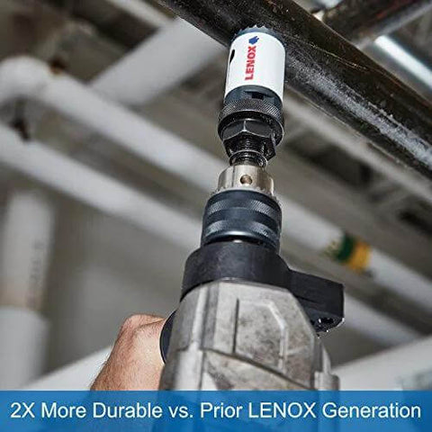 Lenox Tools bi-metal hole saw arbor on a drill, 2-1/16-in diameter