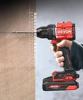 Pro Grade 20V Brushless Cordless Drill Driver Kit Featuring Badass 55Nm Torque Output And Rugged 10mm Chuck in hand drilling into wood