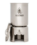 Stainless Steel 32oz Water Bottle And 25oz Cup With Bat Wing Handles Nesting Stove Stand And Grill For Camping And Hiking