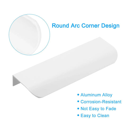 8 Pack White Aluminum Edge Pulls Concealed Cabinet Handles With Screws 80mm Length 3.15 Inch Durable Aluminum Alloy Hardware