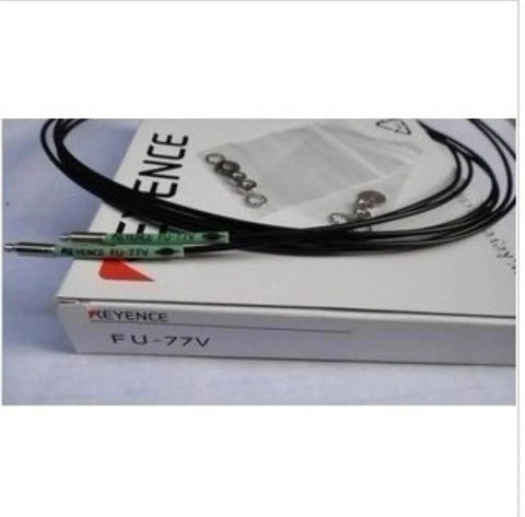 Keyence FU-77V Fiber Optic Sensor FU77V Replacement Part on packaging, showing wires and sensor tip for industrial automation.
