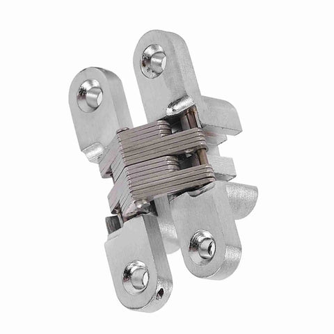 Zinc Alloy Folding Door Cross Hidden Hinge, 180 Degree Concealed Cabinet Hinge with 43.7mm Door Opening and 60.4mm Mount