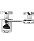 Heavy Duty Frameless Shower Door Latch With No Sweat Bolt Setup Smooth Glass Security Lock For Bathroom Sliding Gates And Interior Panels Built Tough For Daily Grind Effortless Reliable Hardware Solution. Chrome finish latch with dual round handles.