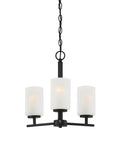 Matte Black 3-Light Chandelier With Clear Glass Shades, 16-Inch Ceiling Fixture For Kitchen Dining Bedroom And Living Room, adjustable