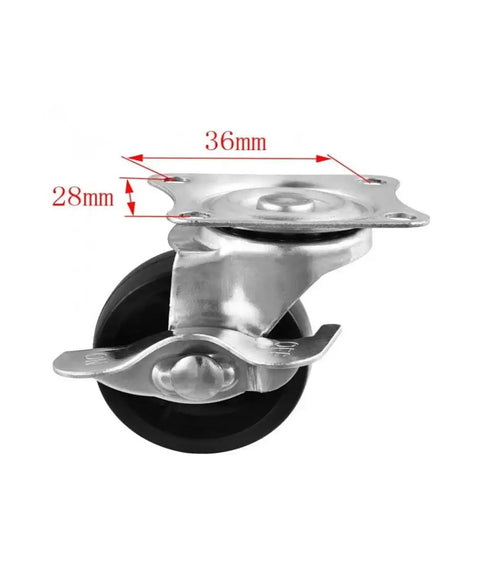 5 Pack Black Polypropylene Stem Casters 1.5 Inch Lockable Swivel Wheels With Brake For Furniture And Coffee Tables Effortless Glide Heavy Duty Small Caster Upgrade, showing a close-up of a caster wheel.