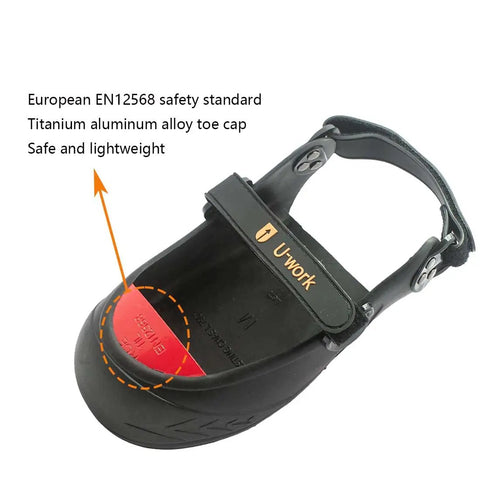 Double Hook And Loop Strapped Safety Overshoes With Steel Toe Caps, Slip Resistant Alloy Toe Shoe Covers, Red Size M shown