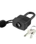Waterproof Padlocks Keyed Alike for Outdoor Use, Heavy Duty Laminated Steel Lock, 1-9/16 Inch Wide, shown with keys